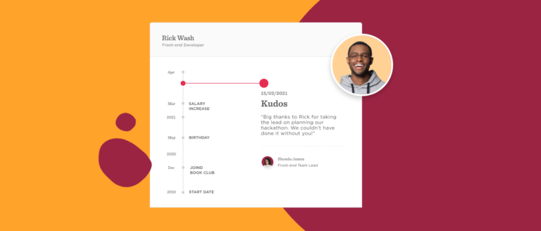 Rick Wash profile highlights career milestones, salary increase, birthday, and kudos from team lead Shonda James., RickWash, FrontEndDeveloper