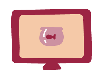 fish bowl, computer screen