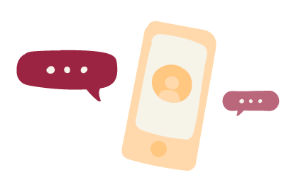 smartphone with messaging bubbles, communication icons in a digital context