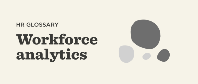 HR glossary term "Workforce analytics" with abstract shapes; useful for understanding HR data analysis concepts. workforce, analytics