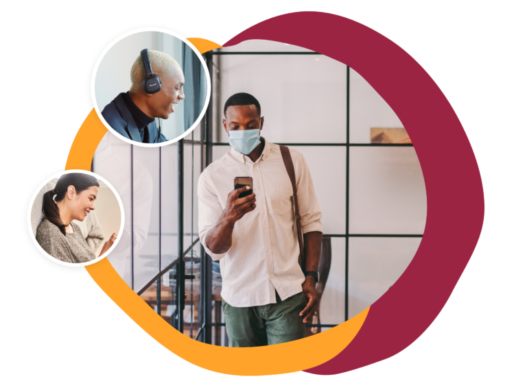 man_with_mask, smiling_people_in_circles