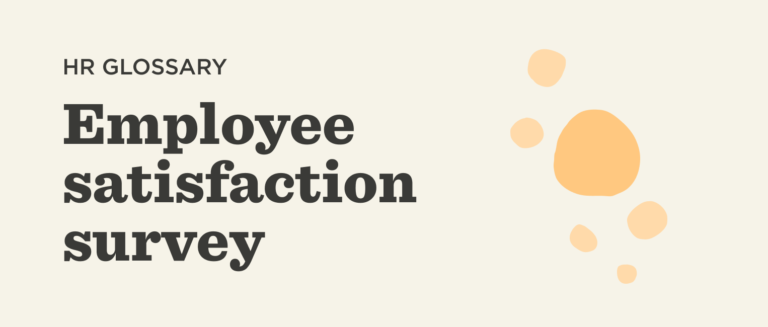 HR glossary with "Employee Satisfaction Survey" title, featuring soft color shapes in a minimalistic design. , employee-survey, hr-glossary