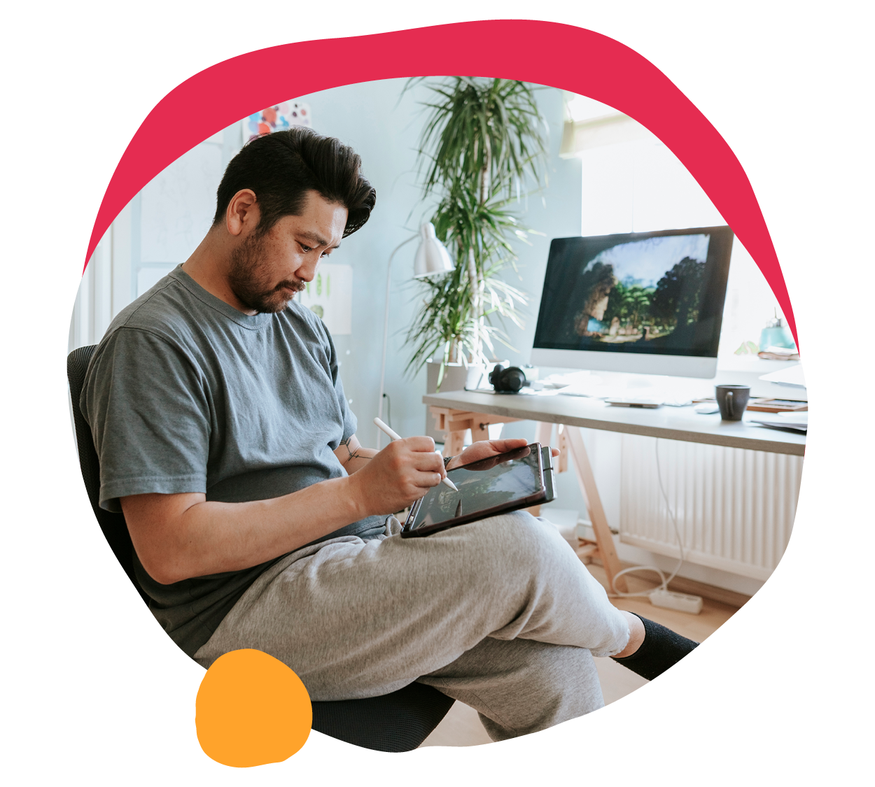 creative professional, digital drawing, home workspace environment