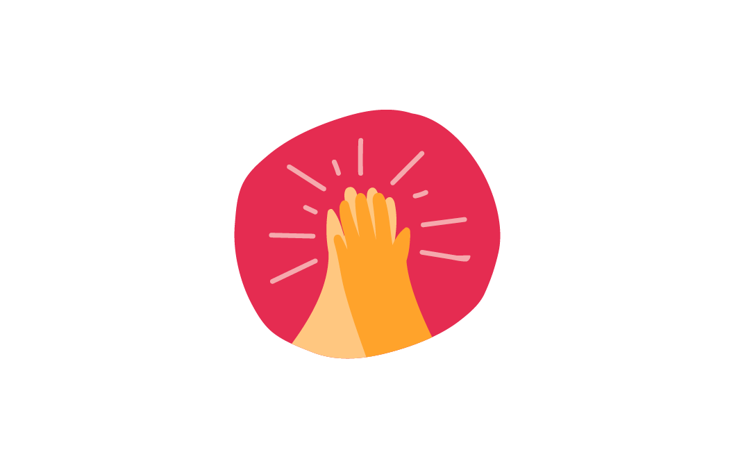 hands high five, celebration interaction with bright background