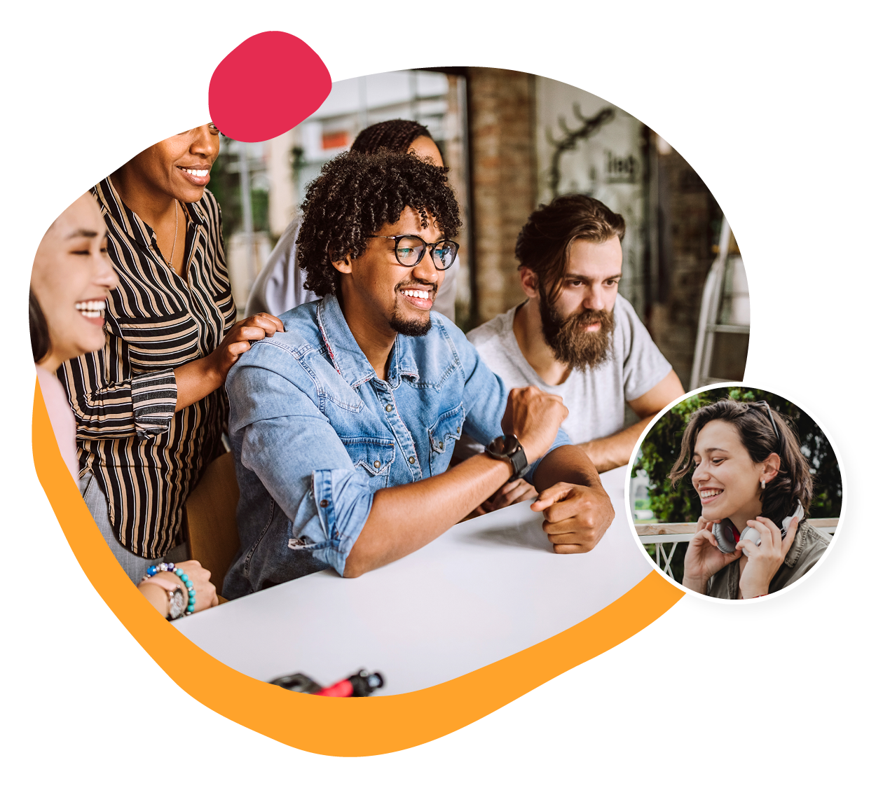 workplace teamwork, diverse group collaboration