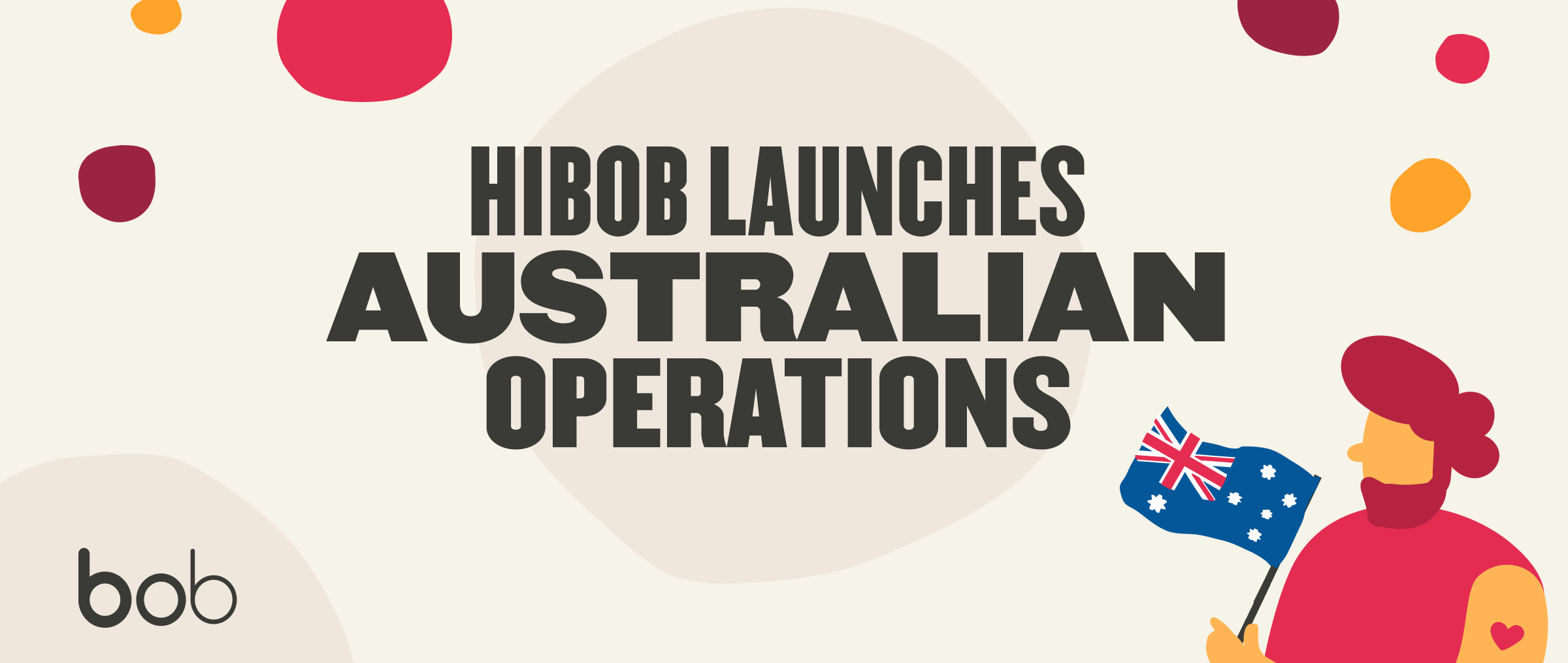 hibob-launches-australian-operations-illustration, man-holding-australian-flag-with-colorful-background