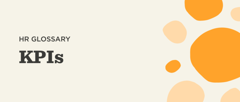 HR Glossary featuring "KPIs" with vibrant orange shapes, suitable for business and HR contexts. , HRGlossary, KPIs