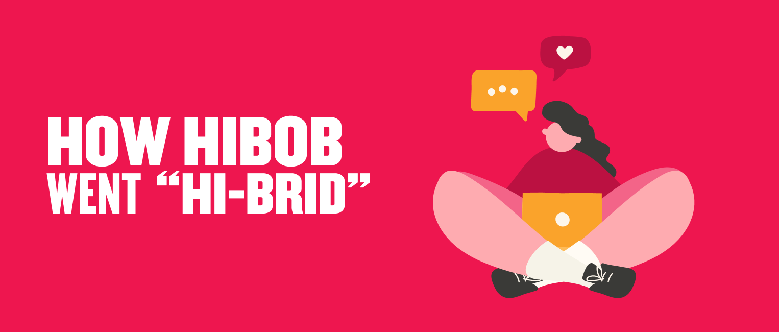 how-hibob-went-hi-brid, colorful-graphic-style-with-illustration-and-text-on-pink-background