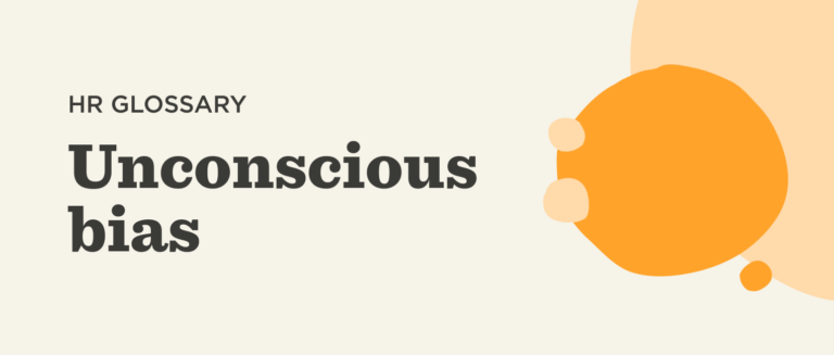 HR glossary title featuring "Unconscious bias" with colorful abstract shapes in background for visual context., HR glossary Unconscious bias title with colorful abstract shapes