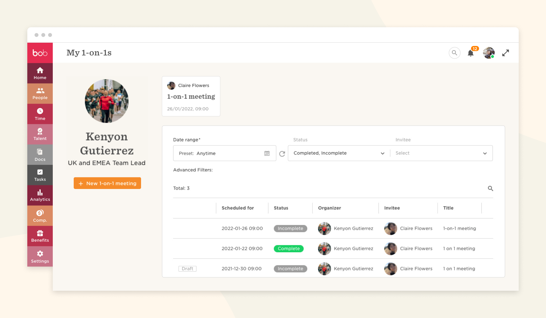 my-on-1-meetings, user-profile-and-scheduling-interface