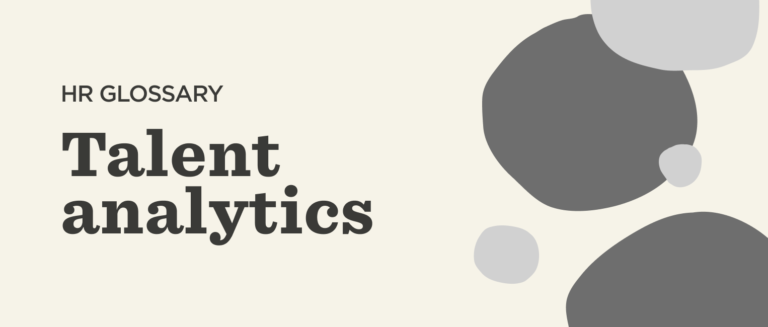 HR glossary highlighting "Talent analytics" with abstract shapes on a light background, emphasizing HR concepts. HR, Talent analytics