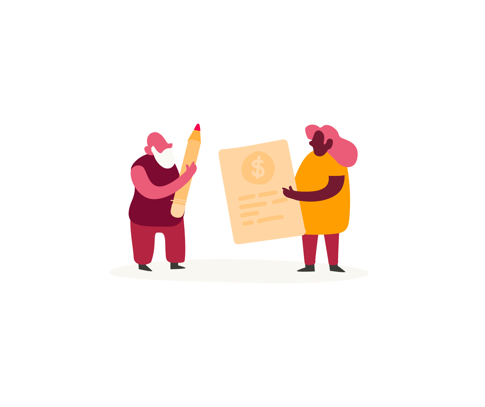 business-people-holding-document, illustration-finance-transaction