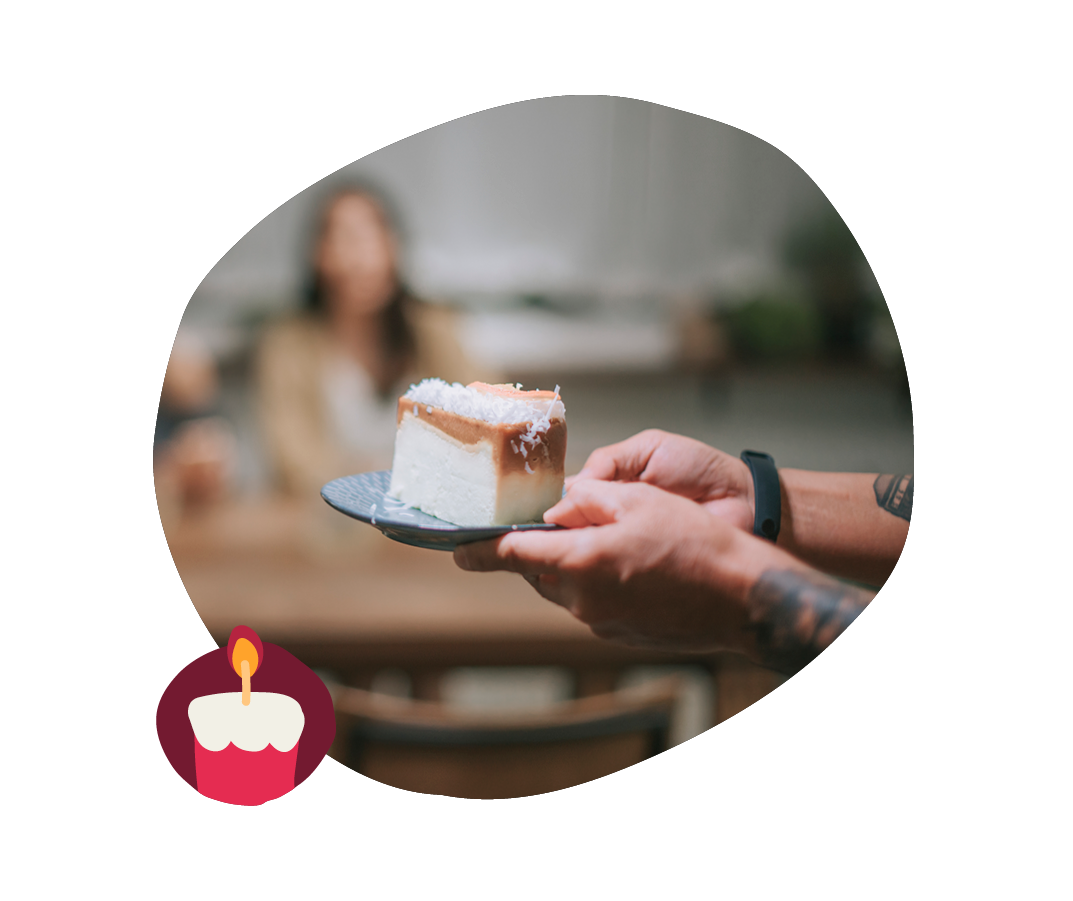 cake slice, celebration scene