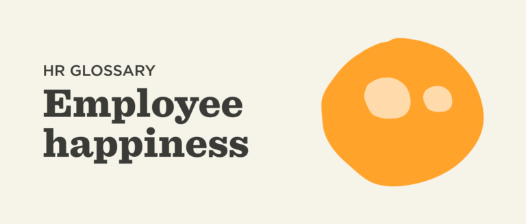 HR glossary on employee happiness with orange graphic symbolizing positivity and engagement in the workplace, HR concepts, employee satisfaction