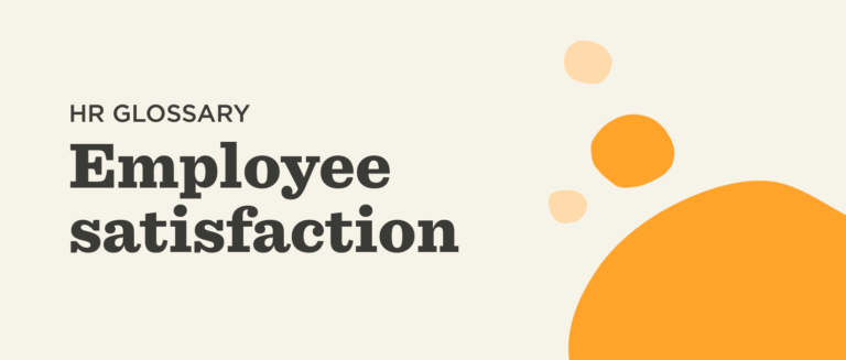 HR glossary highlighting "Employee satisfaction" with vibrant shapes and a light color palette for engaging design. employee-satisfaction, HR-glossary