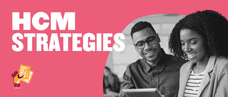 HCM strategies, diverse professionals collaborating, vibrant background, laptop, engaging atmosphere, collaborative teamwork, professional growth