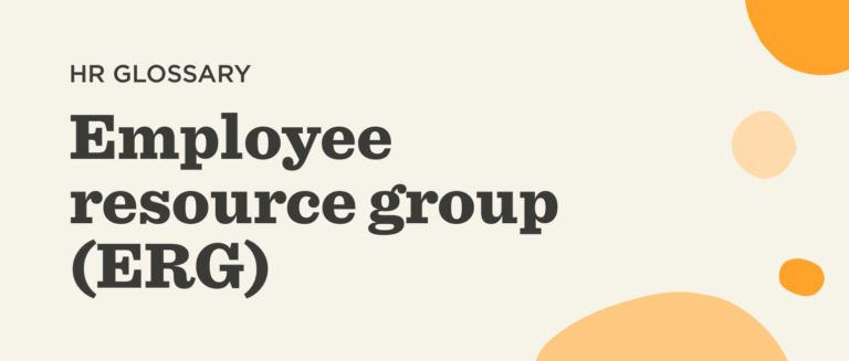 HR glossary title featuring "Employee resource group (ERG)" with abstract shapes for visual emphasis., HR glossary Employee resource group (ERG) with colorful shapes