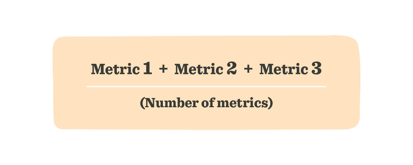 Metric display with an orange background showing Metric 1, Metric 2, Metric 3, and the total number of metrics. metric display, orange background