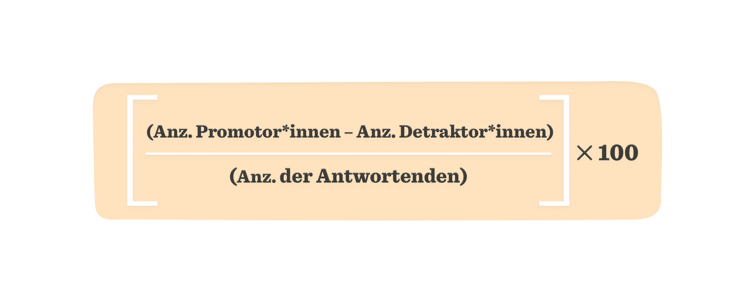 Net Promoter Score calculation formula on a vibrant orange background for business analysis. Focus on customer loyalty.