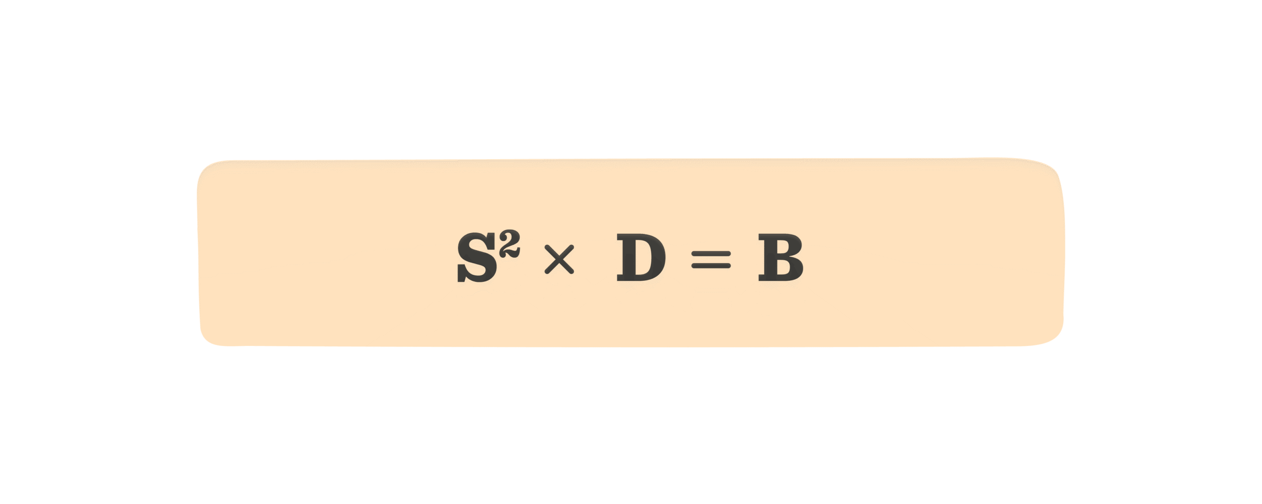 S²×D=B equation in bold on an orange background, illustrating a mathematical concept or formula. , math equation, orange background
