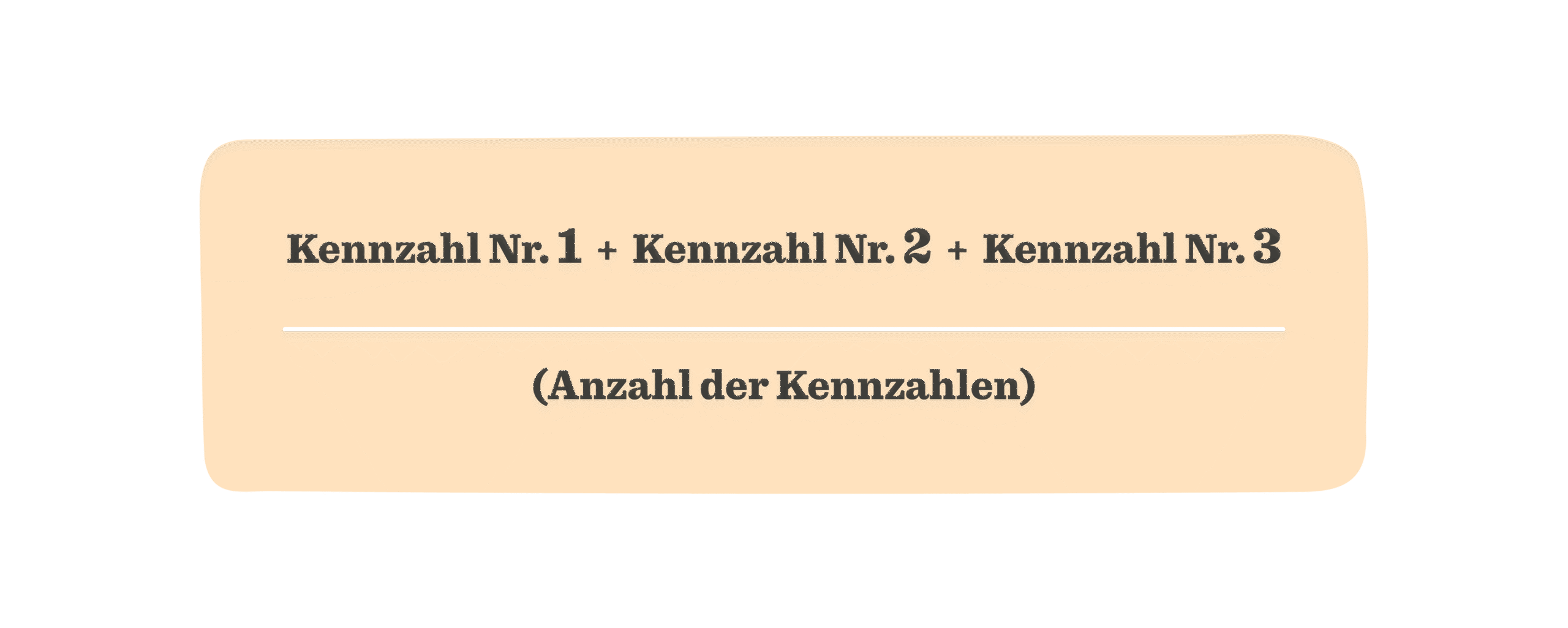 Kennzahl Nr. 1, Nr. 2, Nr. 3 in bold on orange background with a line below, indicating number of indicators. , orange background, bold text