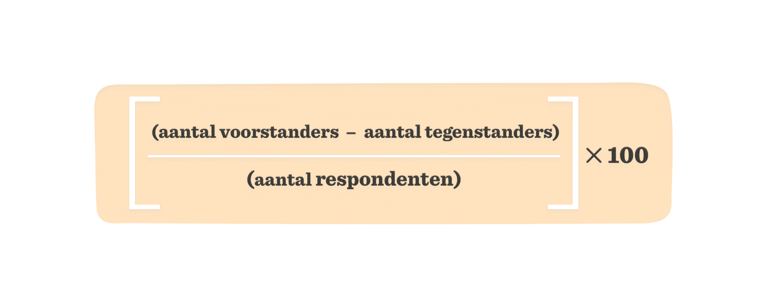calculating support percentage equation in bold font on orange background, support opposition response calculation formula in Dutch