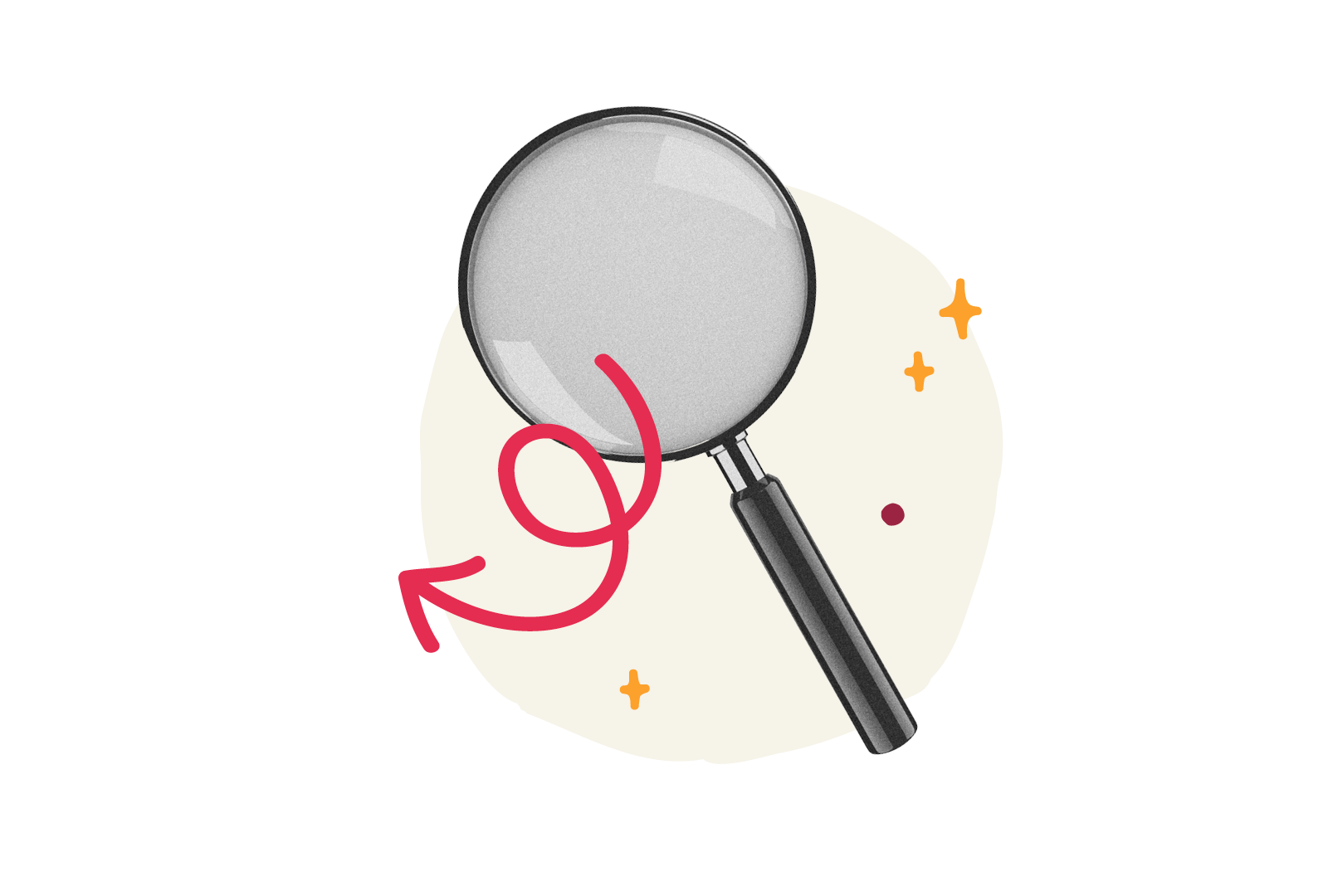 magnifying glass with black handle and decorative elements, emphasizing search and investigation, search tool illustration for exploration