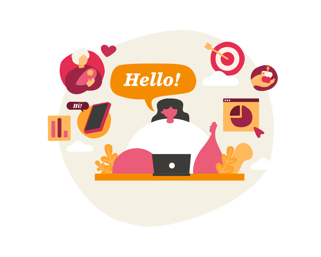 businesswoman, dataanalytics, greetingillustration