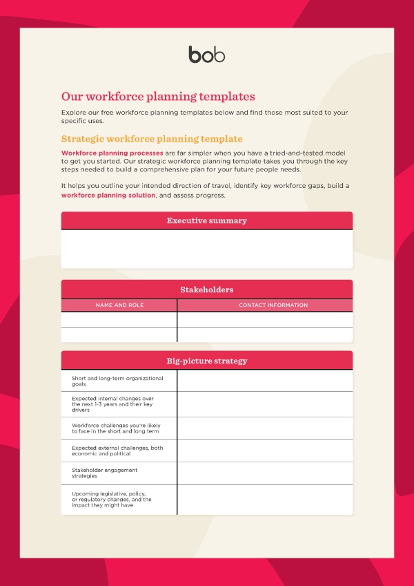A screenshot of HiBob's workforce planning templates