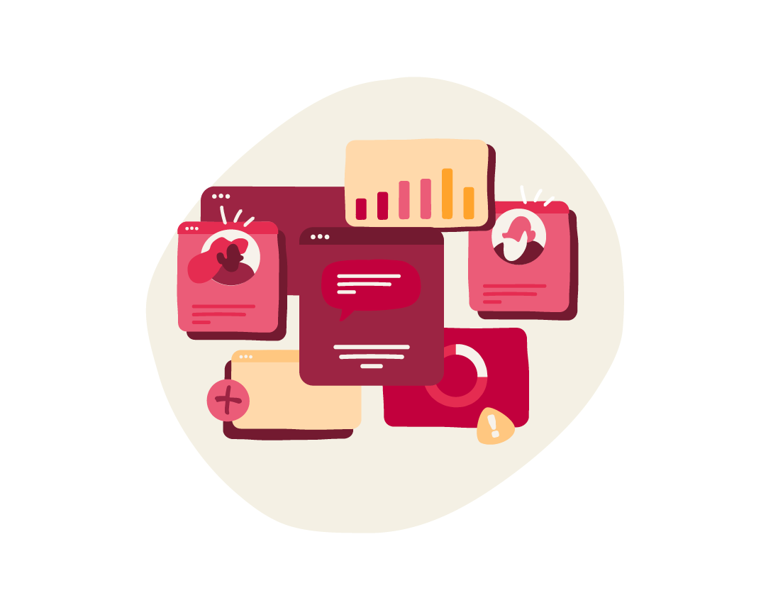 social media interface, digital communication elements