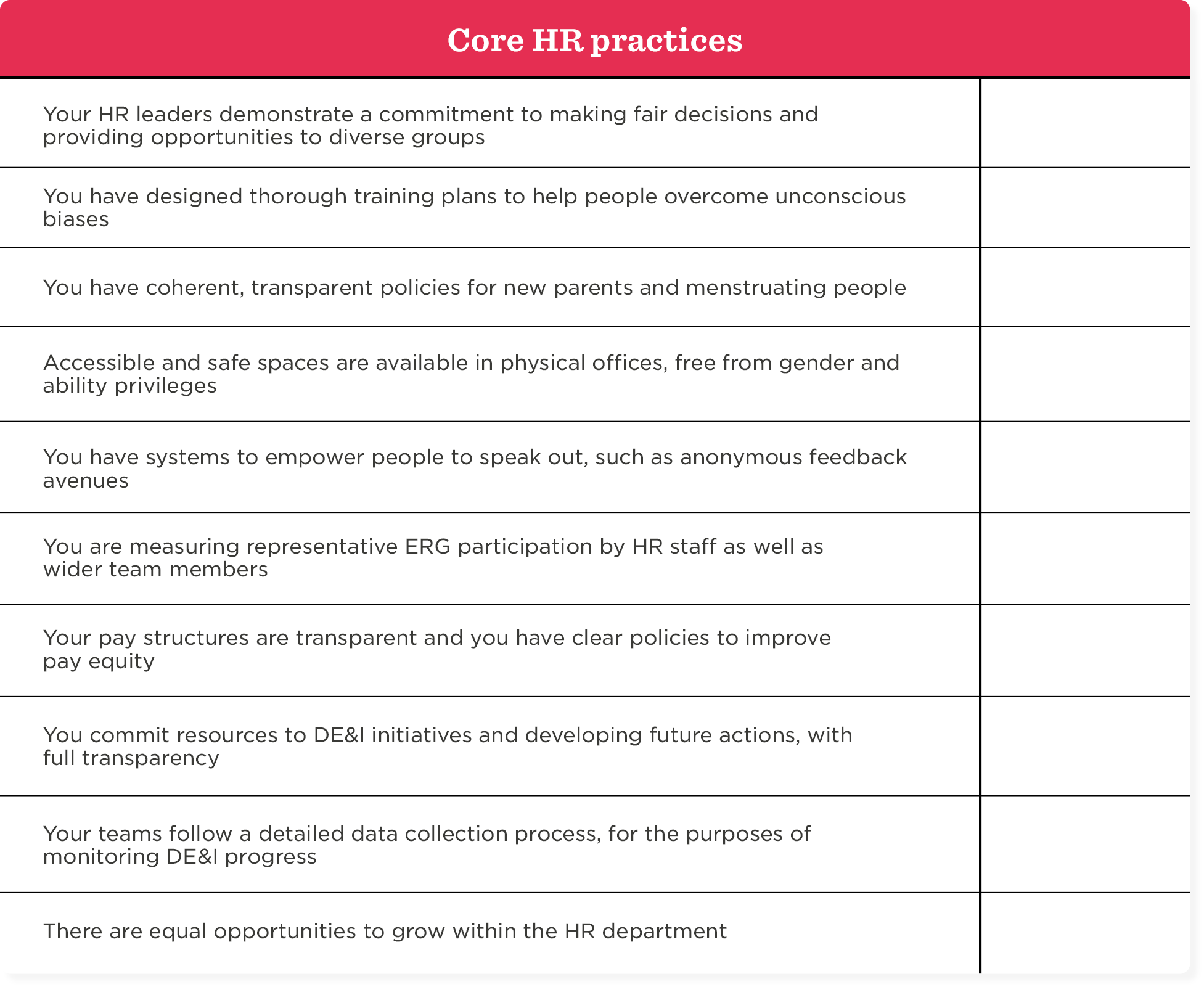 Our diversity and inclusion audit checklist template