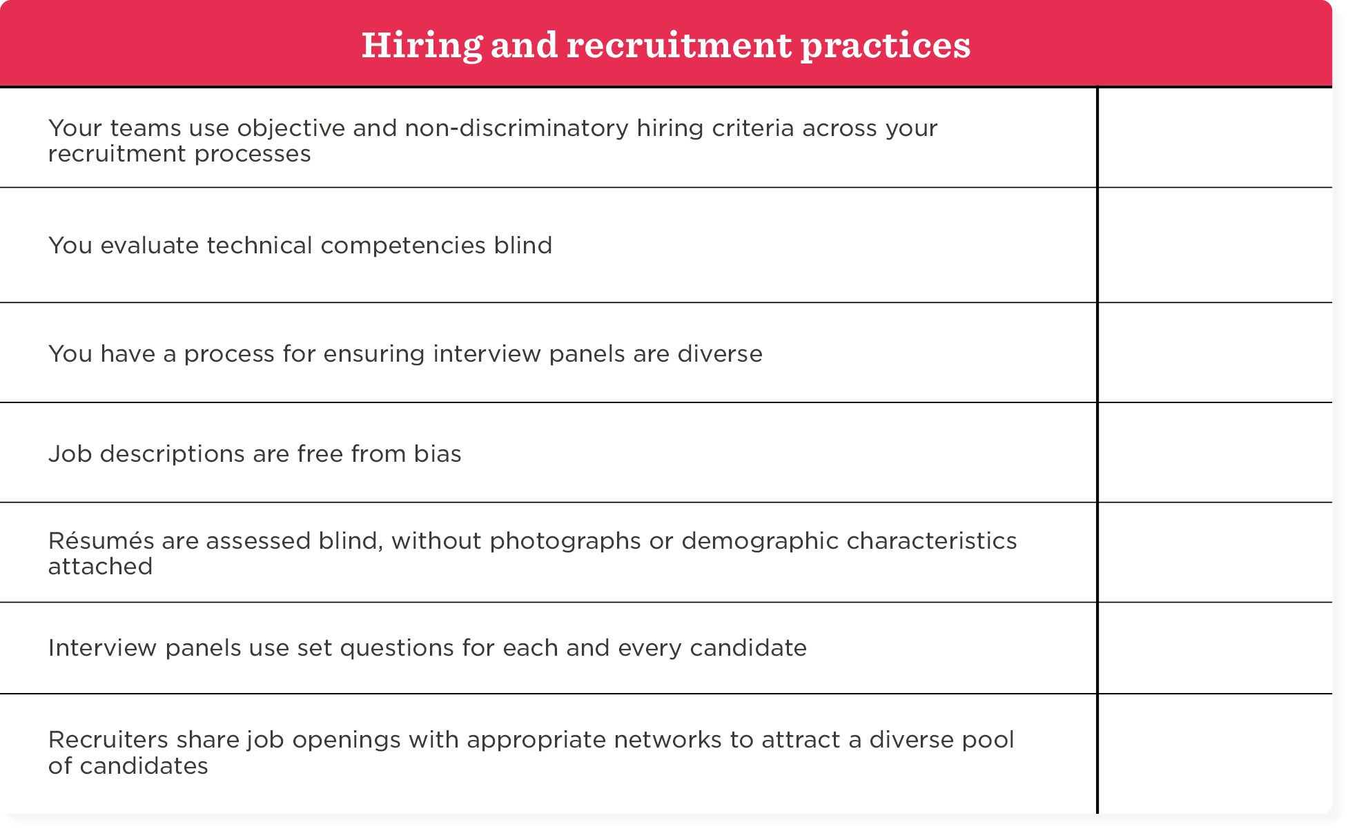 Our diversity and inclusion audit checklist template