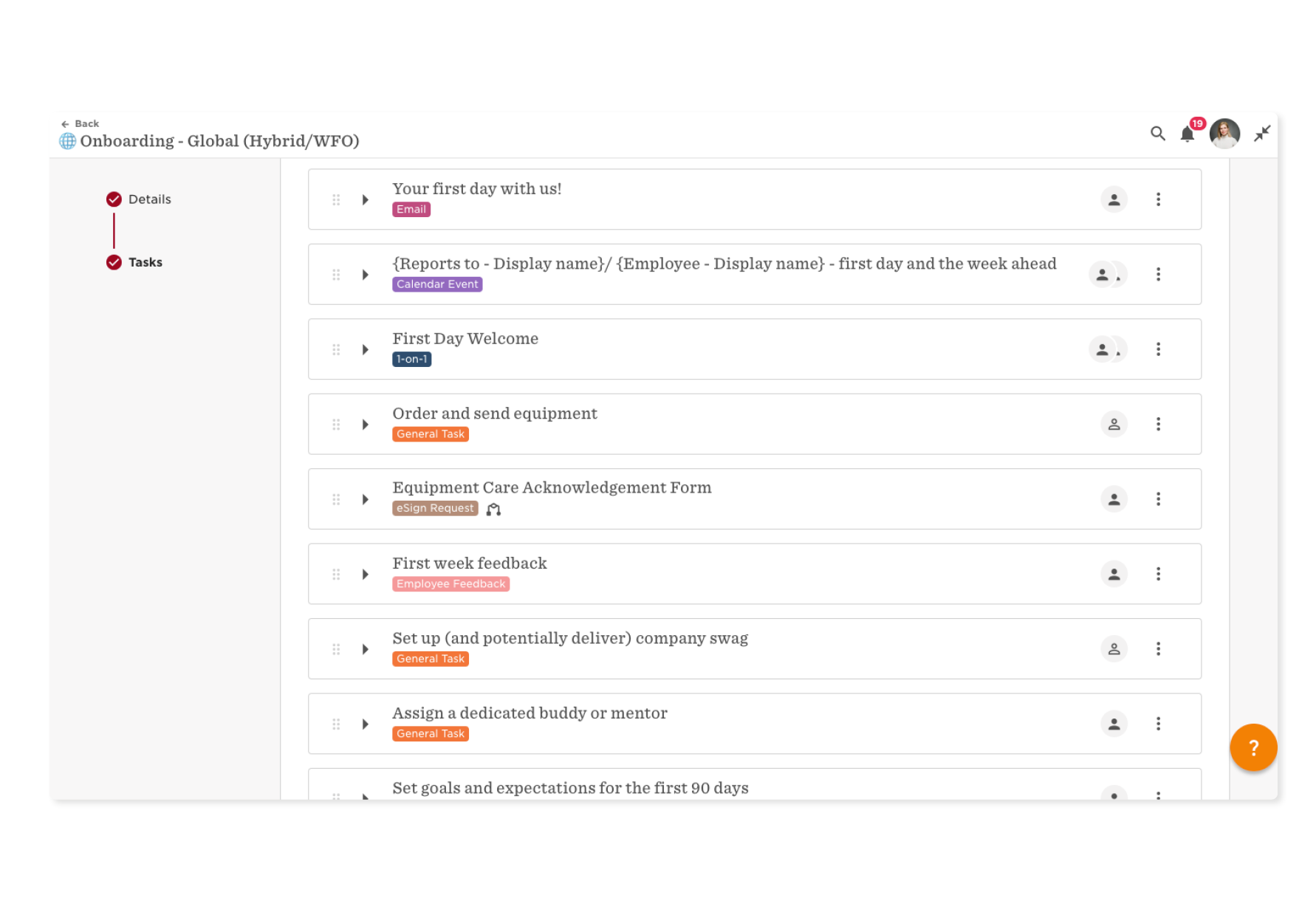 HR Task Lists for Automated Processes