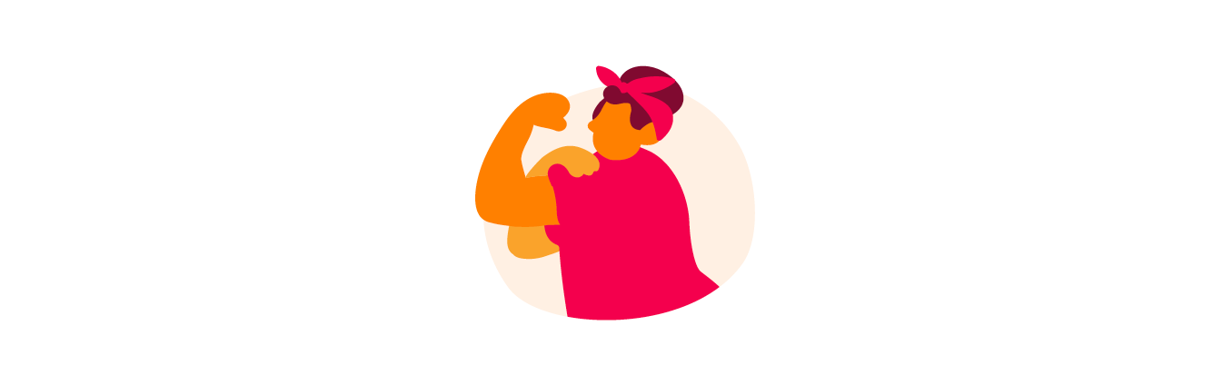 strong woman flexing arm, empowerment and confidence illustration