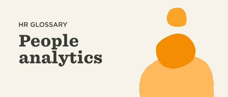 HR glossary featuring "People analytics" with colorful abstract figures on a neutral background. Educational and engaging design. people analytics, HR glossary