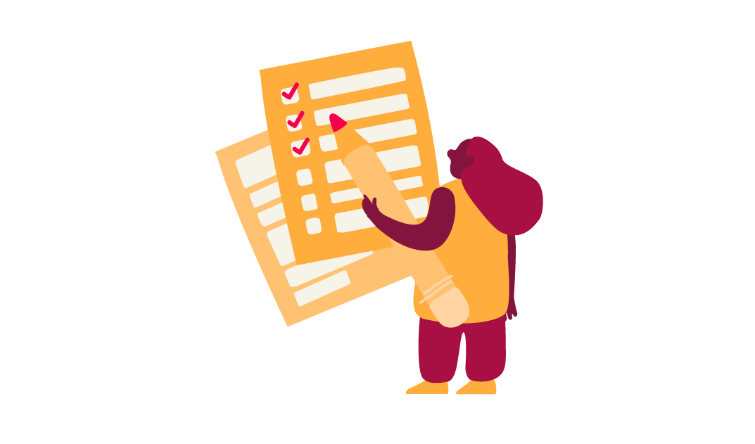 checklist, illustration, person, colorful