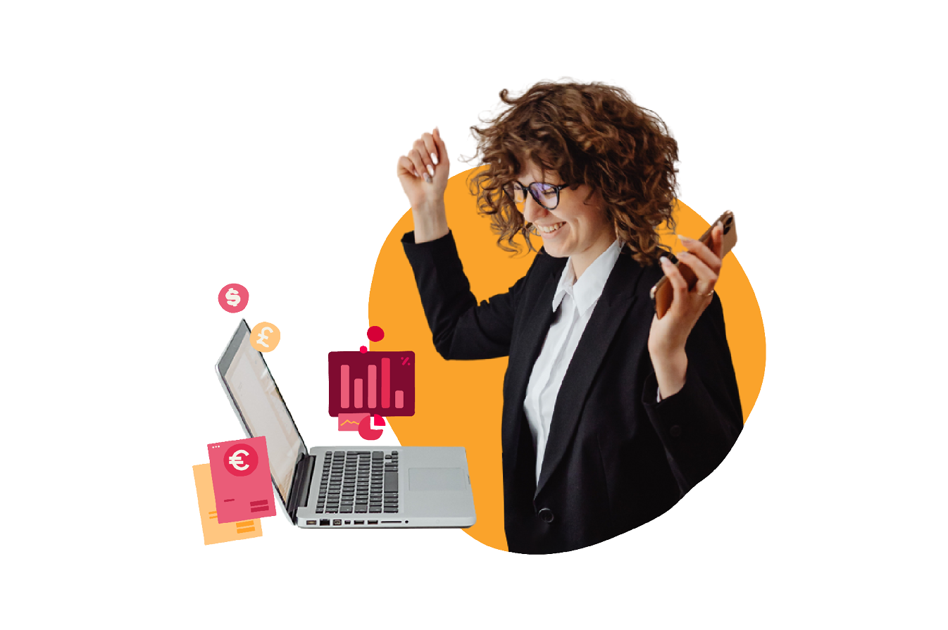 businesswoman, online-success, enthusiastic-gesture