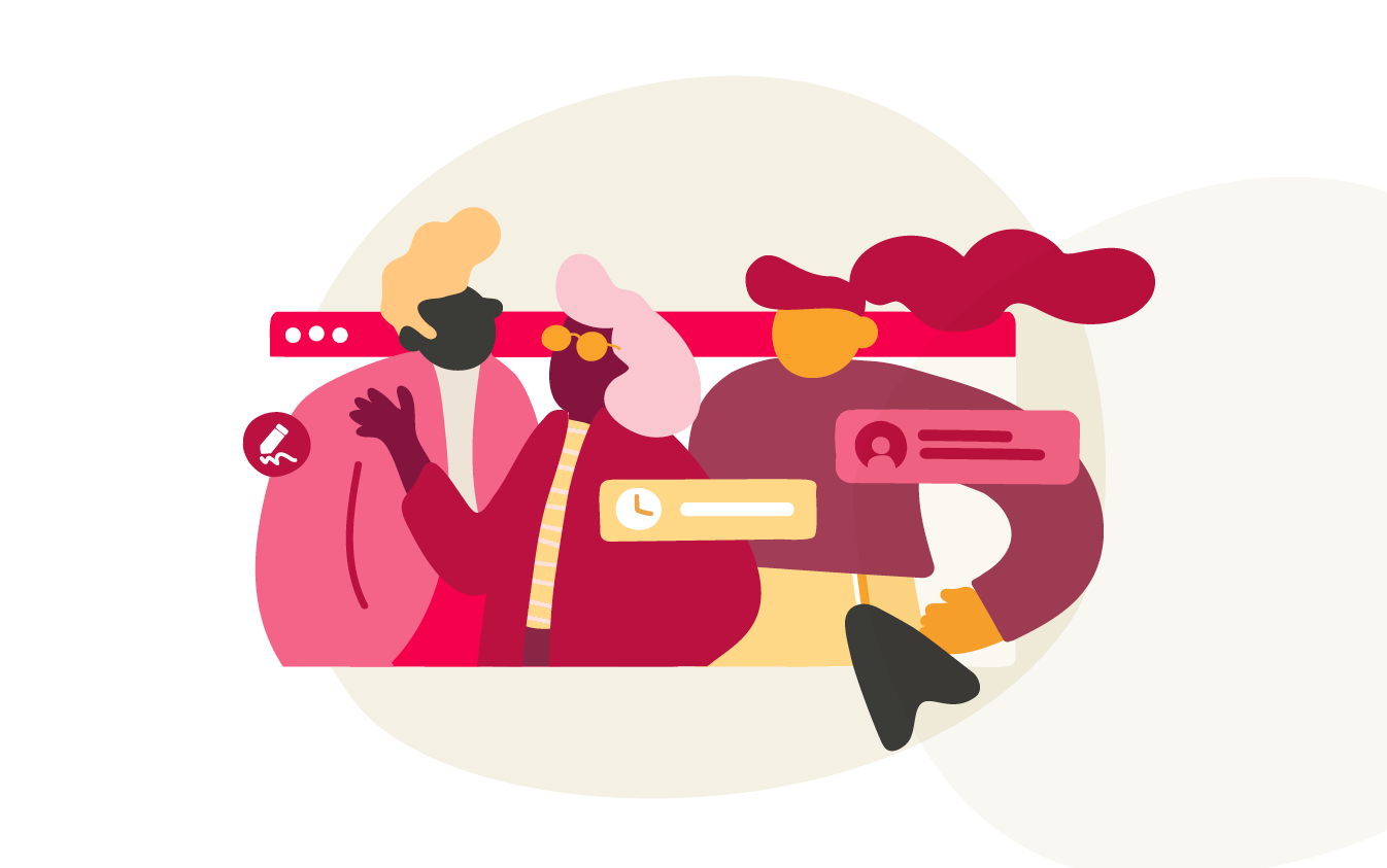 diverse people engaging online, vibrant digital interaction with avatars and notifications on colorful background