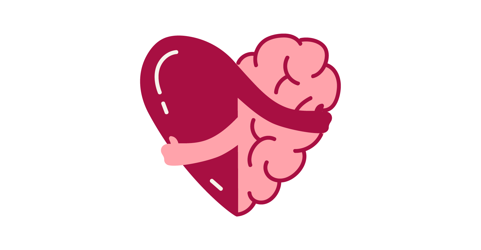 heart brain illustration, symbolizing emotional and intellectual connection in graphic design