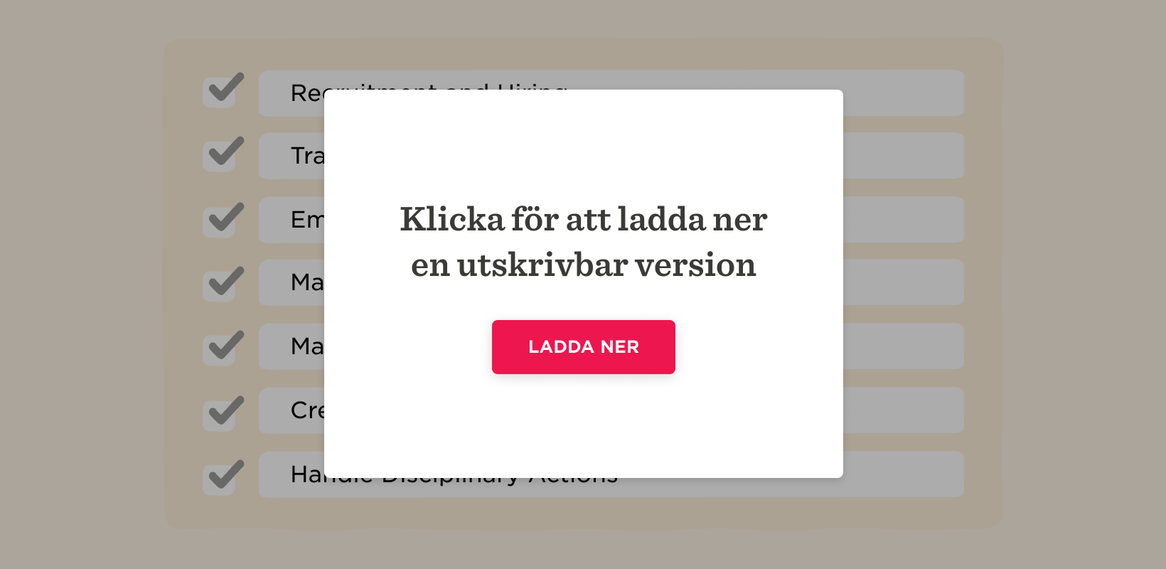Klicka för att ladda ner en utskrivbar version av dokumentet med olika ledarskapsområden. Ladda ner, Ledarskapselement