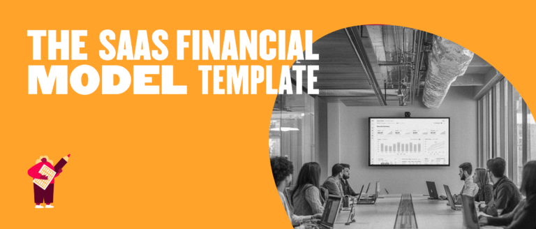 SaaS financial model template with a presentation on a screen and a team collaborating around a conference table., business, collaboration