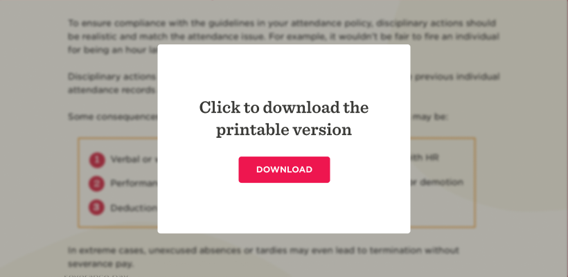 Download this free employee attendance policy template