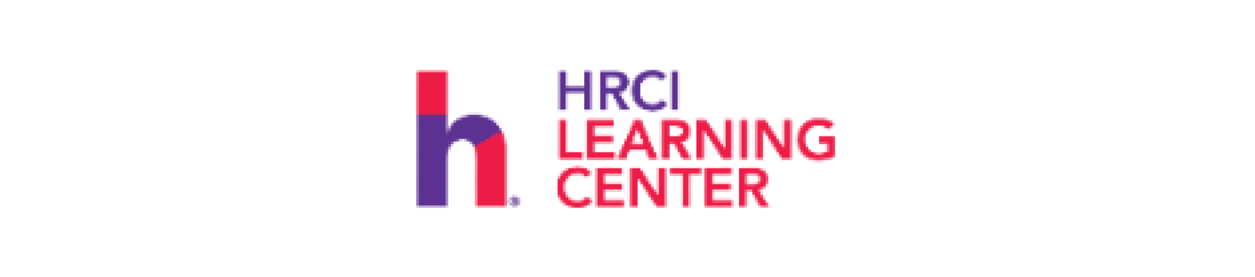 HRCI Learning Center logo with colorful letters, combining blue, red, and purple elements for educational branding, HRCI logo design for learning and professional development.