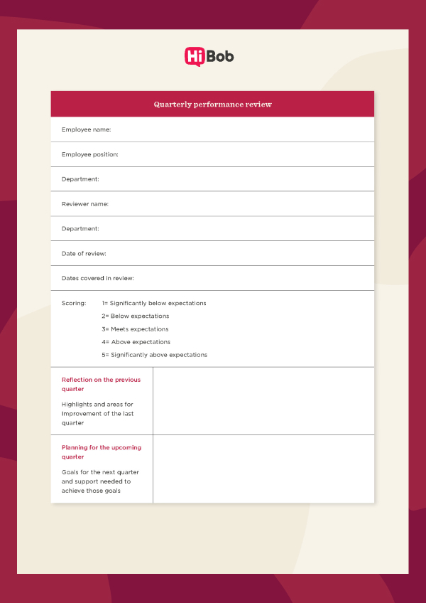 A screenshot example of HiBob's performance management templates
