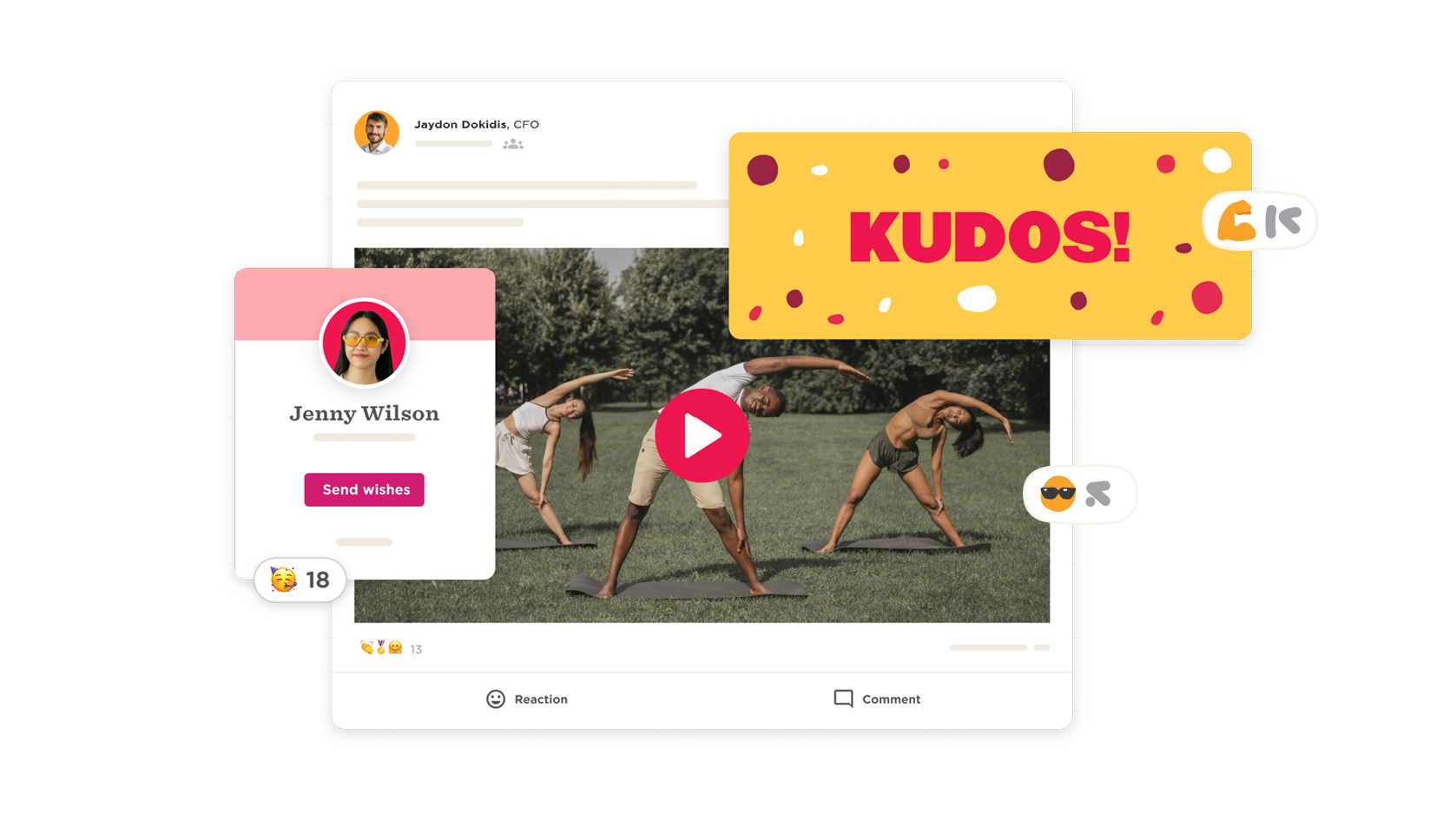 HiBob shoutouts and kudos elements