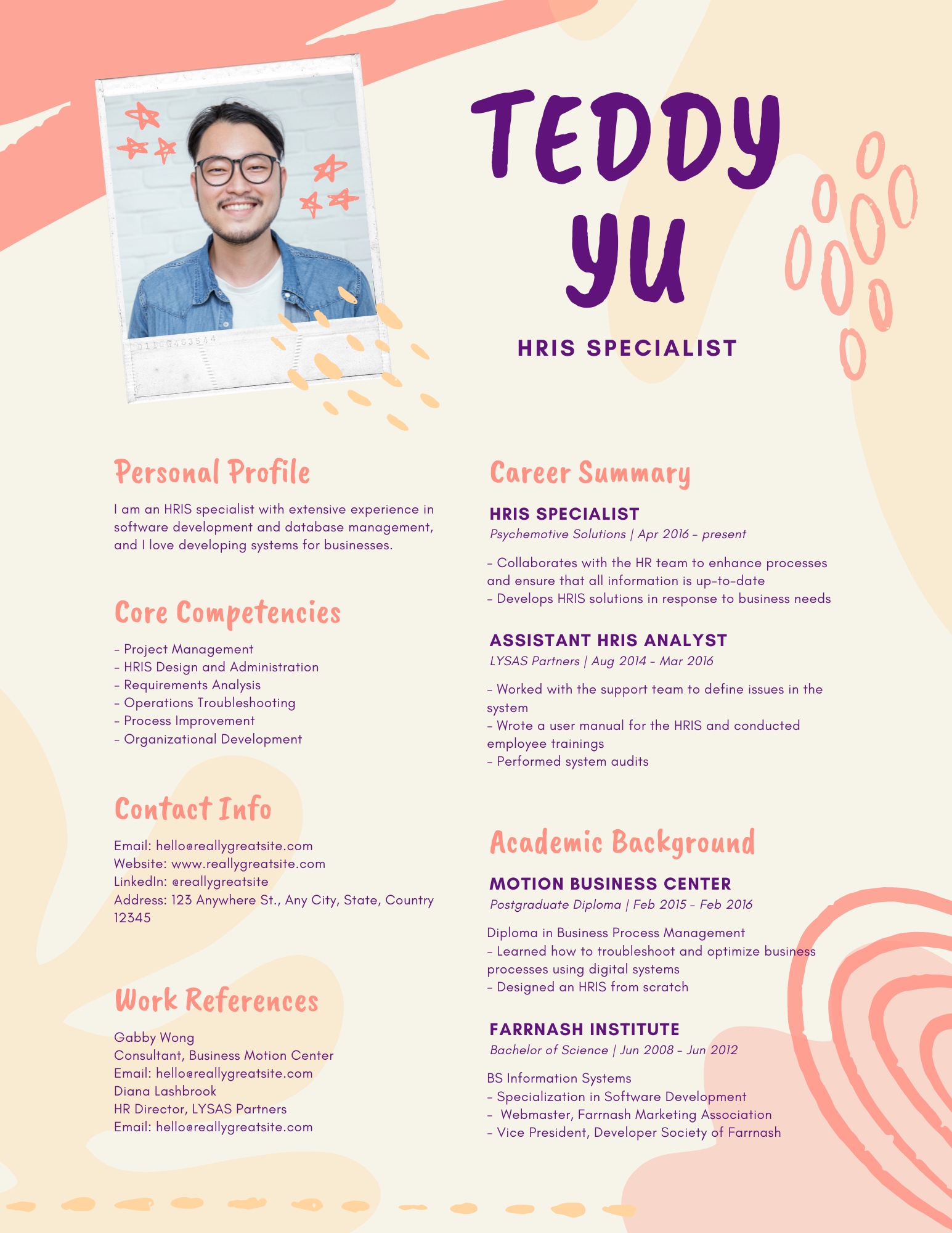 HRIS specialist resume template