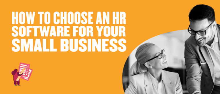 HR software selection guide for small businesses featuring a cheerful team collaboration against a vibrant background. , HRsoftware, smallbusiness
