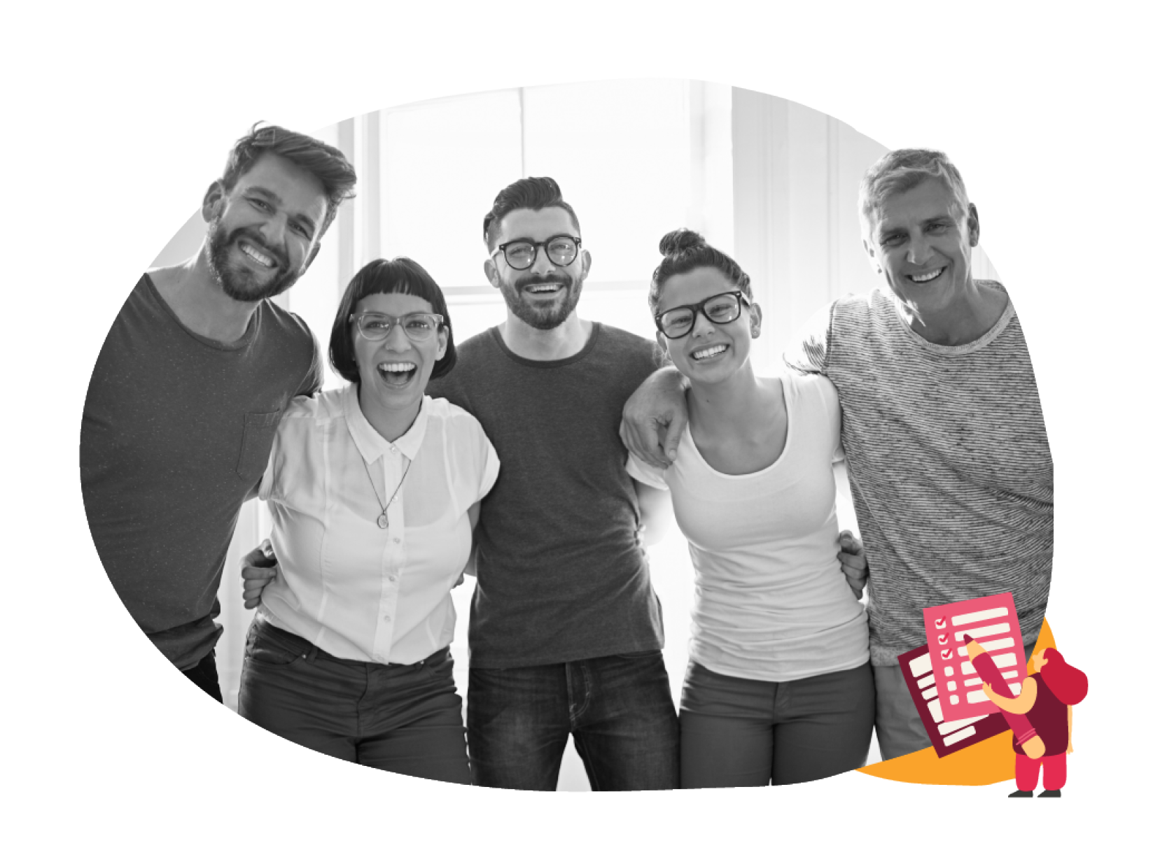 friends-group-smiling, team-portrait-bright-window