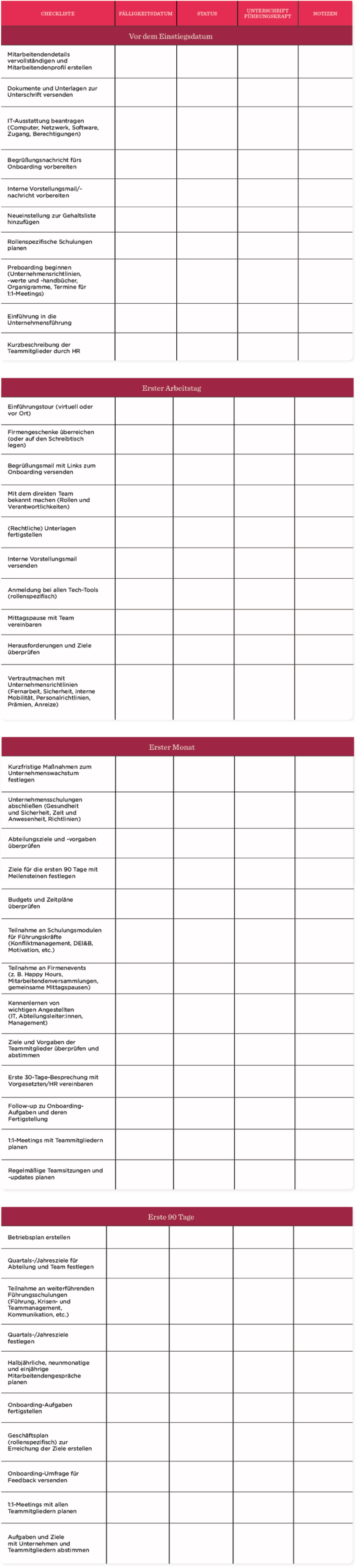 Onboarding checklist for new employees with sections for tasks, goals, and meetings, designed for effective integration. onboarding checklist, employee integration plan