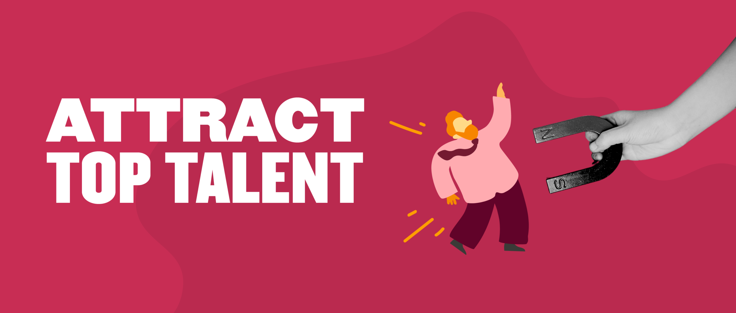 attracting talent, magnet and character illustration on vibrant background